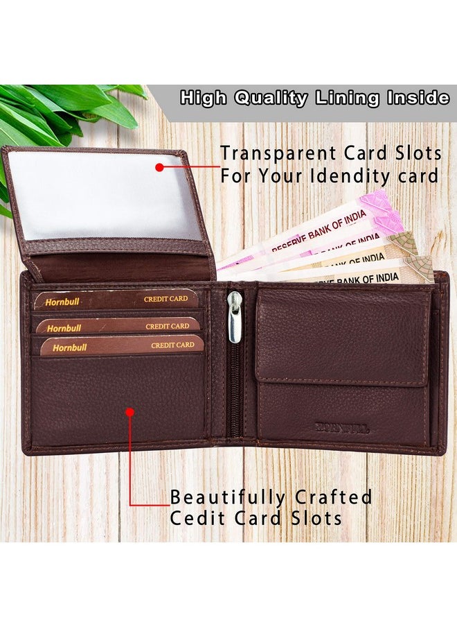 HORNBULL Mens Gift Combo Brown Wallet and Brown Belt | RFID Wallet for Men | Genuine Leather Men's Combo BW3095