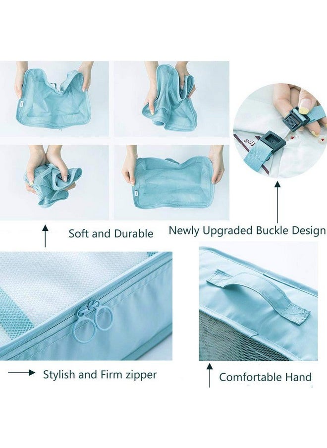 House of Quirk Polyester 7 Set Packing Cubes Luggage Packing Organizers For Travel Accessories (Light Blue), 12 Cm,27.99Cm