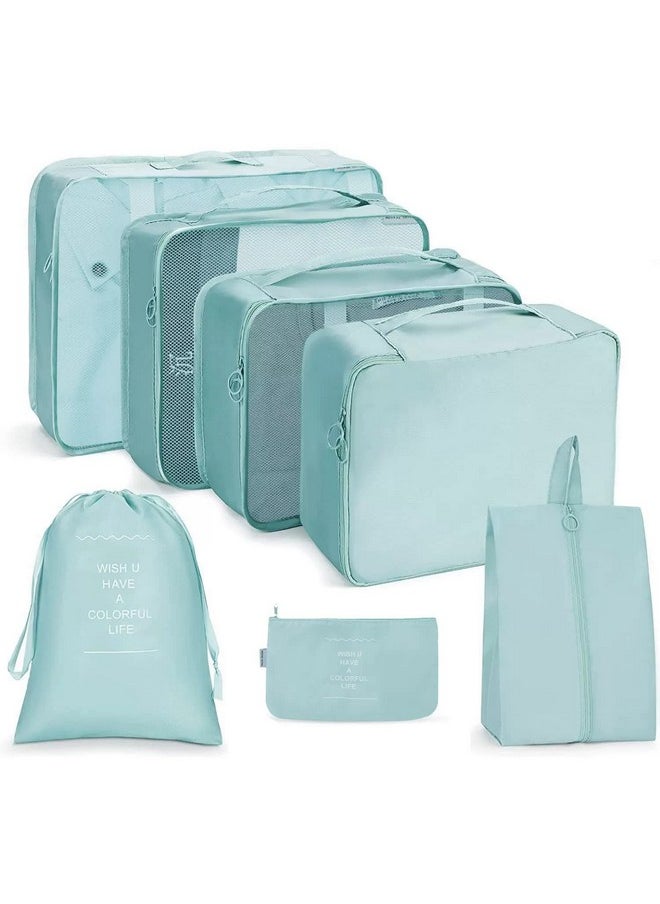 House of Quirk Polyester 7 Set Packing Cubes Luggage Packing Organizers For Travel Accessories (Light Blue), 12 Cm,27.99Cm