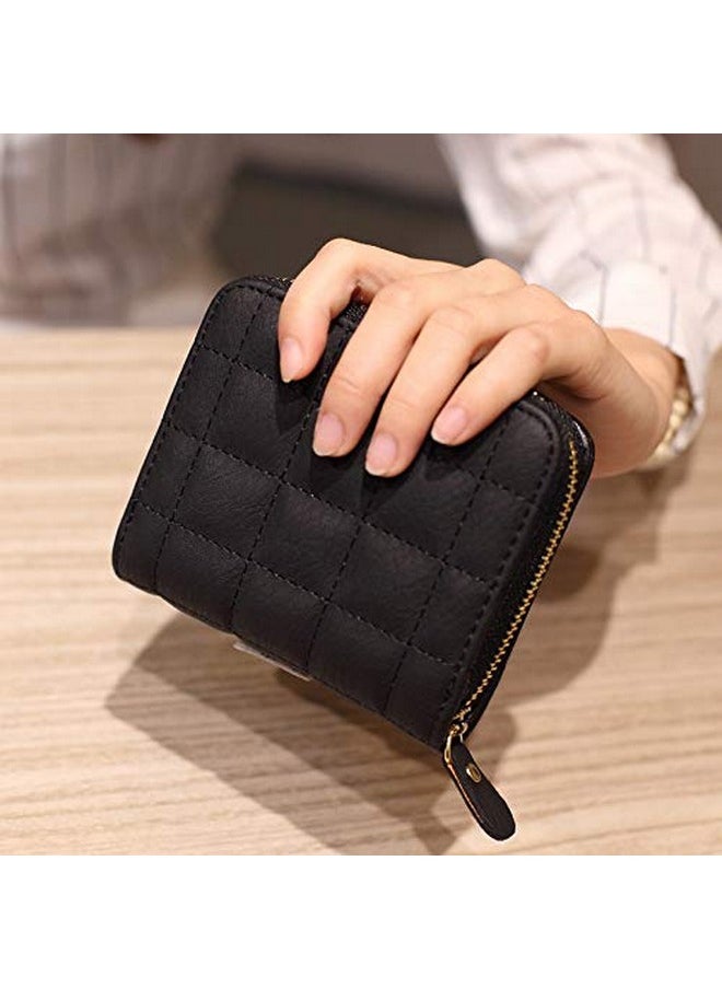 SYGA Black/PU Leather/Square Design/Bifold Wallet/Card Holder/Clutch/Purse for Women/Ladies/Female/Size: 11 * 9 cm