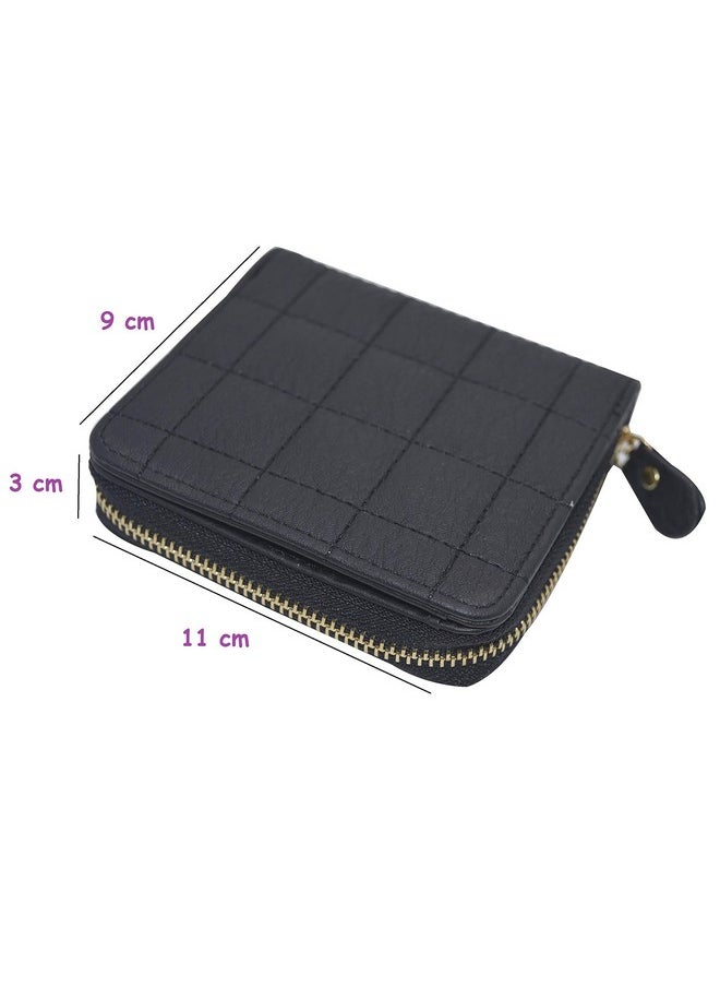 SYGA Black/PU Leather/Square Design/Bifold Wallet/Card Holder/Clutch/Purse for Women/Ladies/Female/Size: 11 * 9 cm