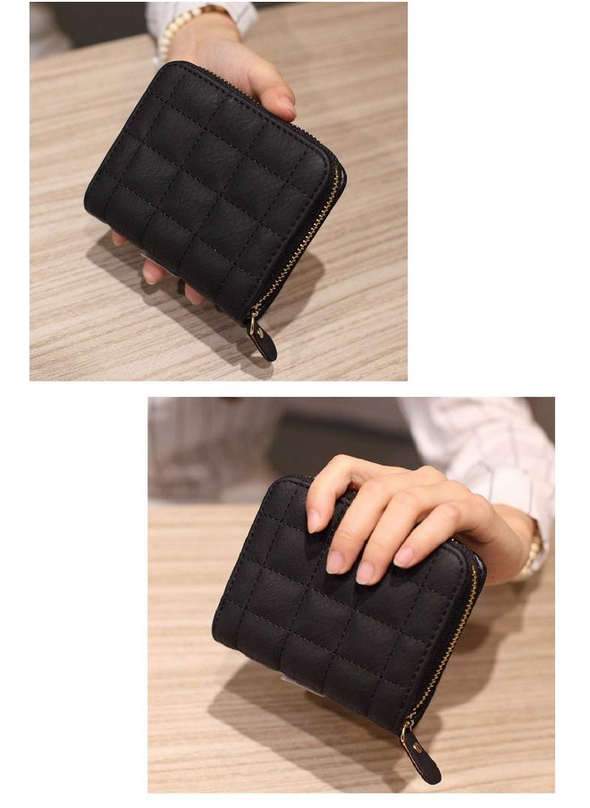 SYGA Black/PU Leather/Square Design/Bifold Wallet/Card Holder/Clutch/Purse for Women/Ladies/Female/Size: 11 * 9 cm
