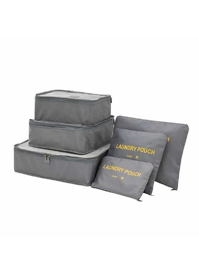 Styleys Polyester Set Of 6 Packing Cubes Travel Organizer Pouches(Grey_S1037),20 Cm,2 Cm