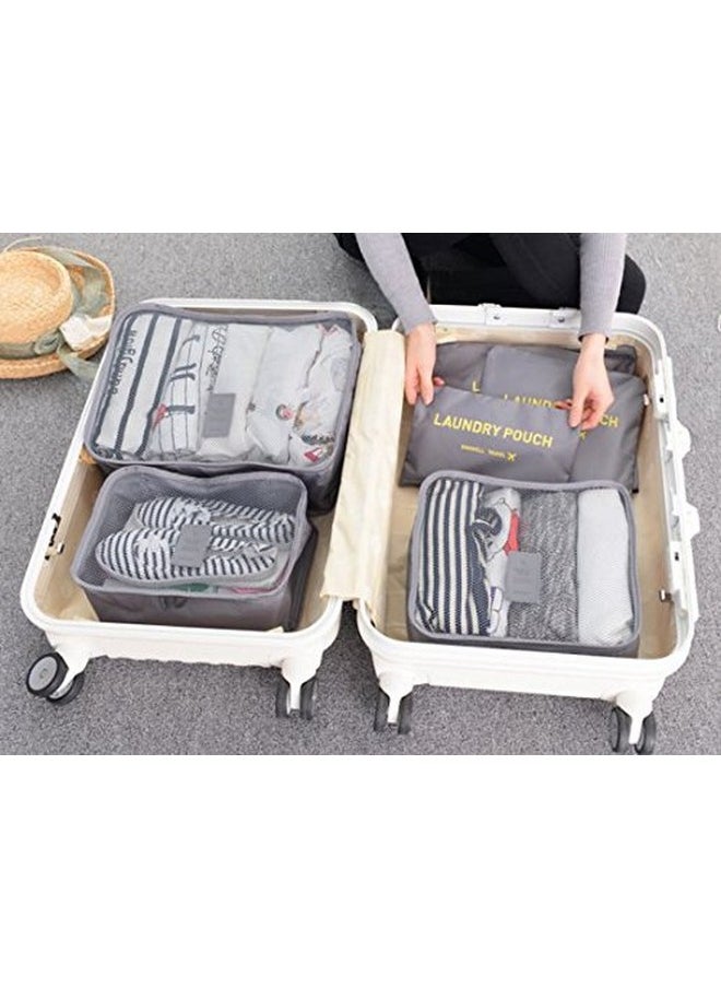 Styleys Polyester Set Of 6 Packing Cubes Travel Organizer Pouches(Grey_S1037),20 Cm,2 Cm