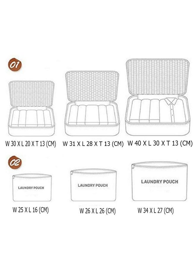 Styleys Polyester Set Of 6 Packing Cubes Travel Organizer Pouches(Grey_S1037),20 Cm,2 Cm