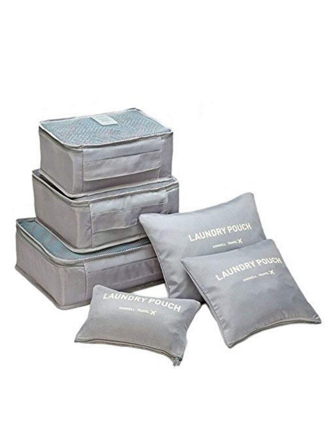 Styleys Polyester Set Of 6 Packing Cubes Travel Organizer Pouches(Grey_S1037),20 Cm,2 Cm