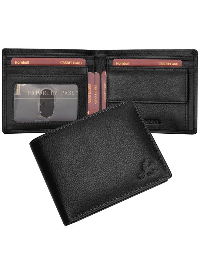 HORNBULL Men's Stylist Black Genuine Leather Wallet with RFID Protection | Branded Gift Wallet for Men