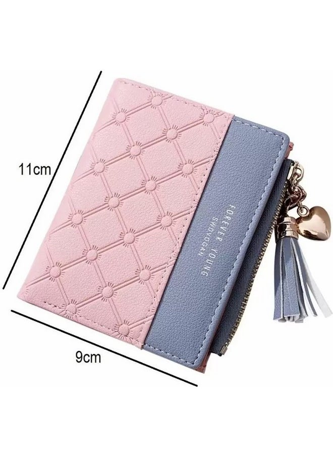SYGA PU Leather Zipper Wallet for Women, Pink - Abstract Pattern