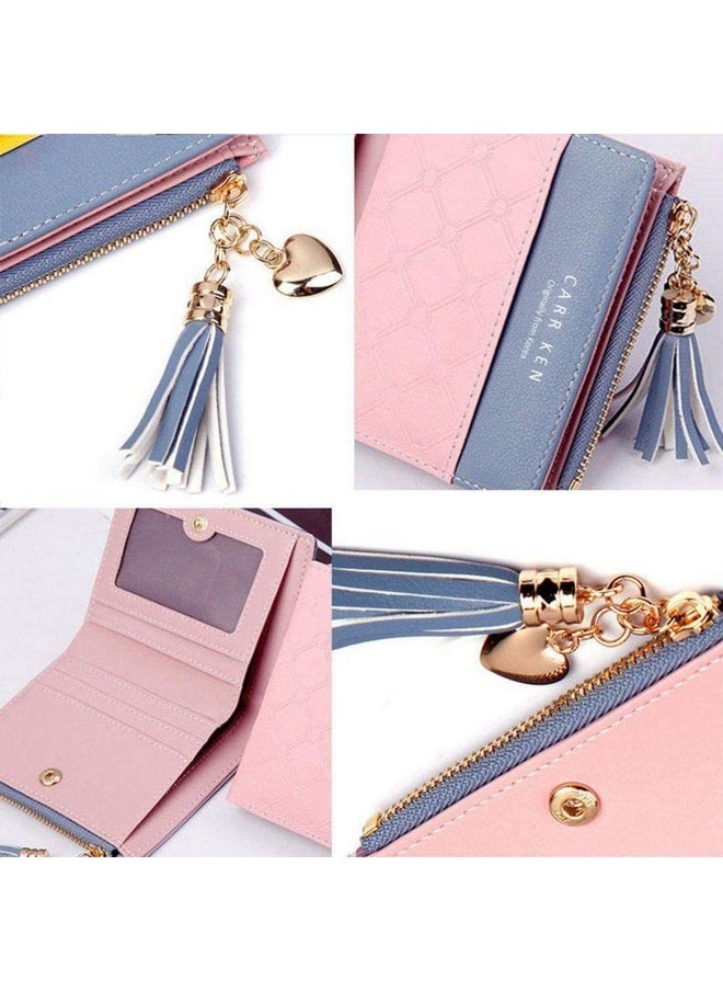 SYGA PU Leather Zipper Wallet for Women, Pink - Abstract Pattern