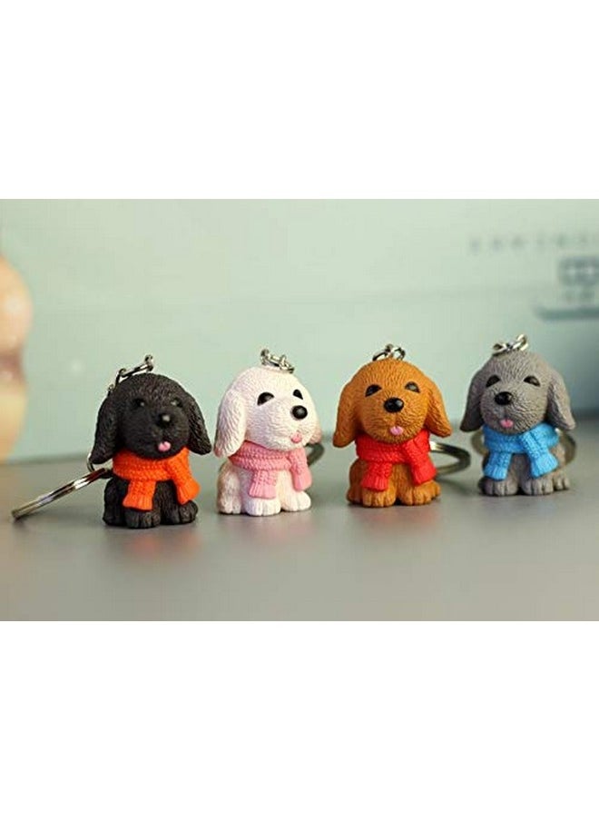 RainSound PVC Dog Cute Animal Keychain (Pack of 4)