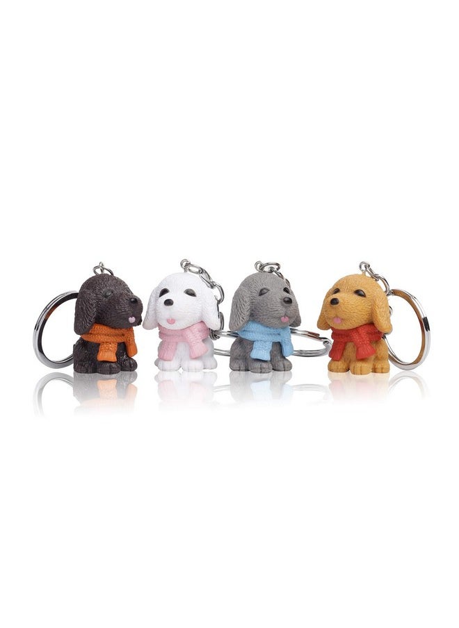 RainSound PVC Dog Cute Animal Keychain (Pack of 4)