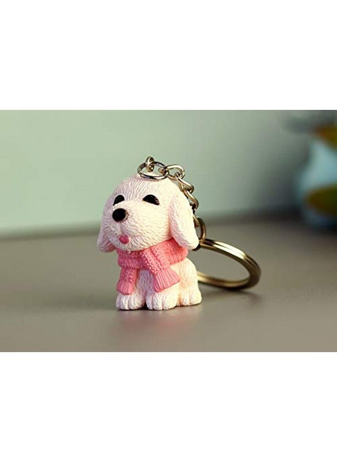 RainSound PVC Dog Cute Animal Keychain (Pack of 4)