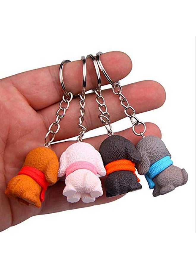 RainSound PVC Dog Cute Animal Keychain (Pack of 4)