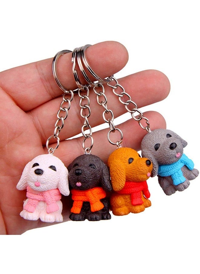 RainSound PVC Dog Cute Animal Keychain (Pack of 4)