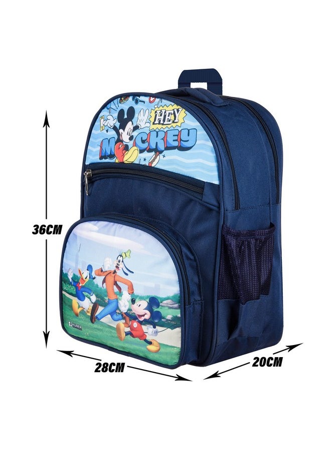 Kuber Industries Disney Hey Mickey School Bags | Kids School Bags | Student Bookbag | Travel Backpack | School Bag for Girls & Boys | School Bag with 4 Compartments | Navy Blue