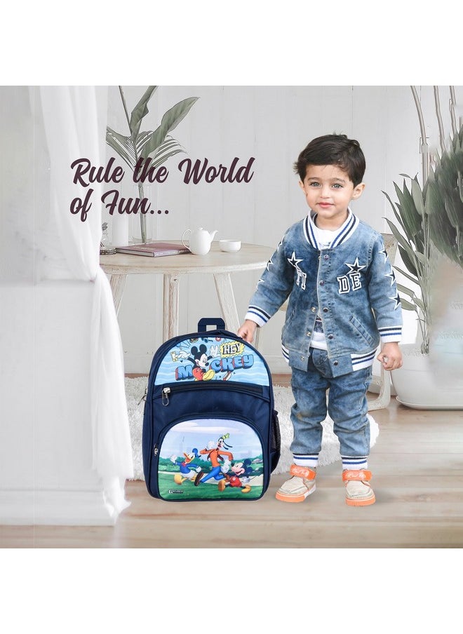 Kuber Industries Disney Hey Mickey School Bags | Kids School Bags | Student Bookbag | Travel Backpack | School Bag for Girls & Boys | School Bag with 4 Compartments | Navy Blue