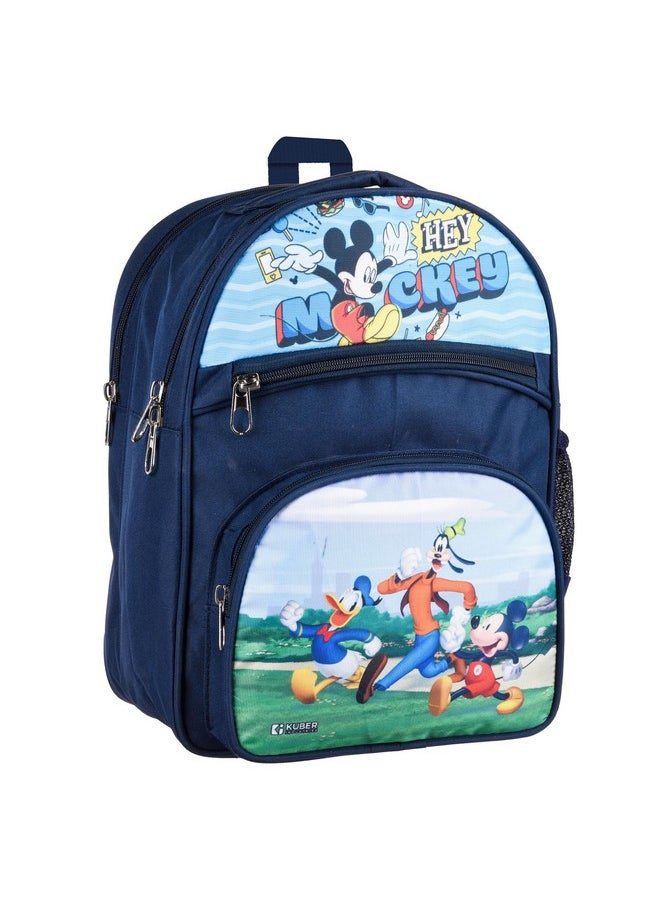 Kuber Industries Disney Hey Mickey School Bags | Kids School Bags | Student Bookbag | Travel Backpack | School Bag for Girls & Boys | School Bag with 4 Compartments | Navy Blue