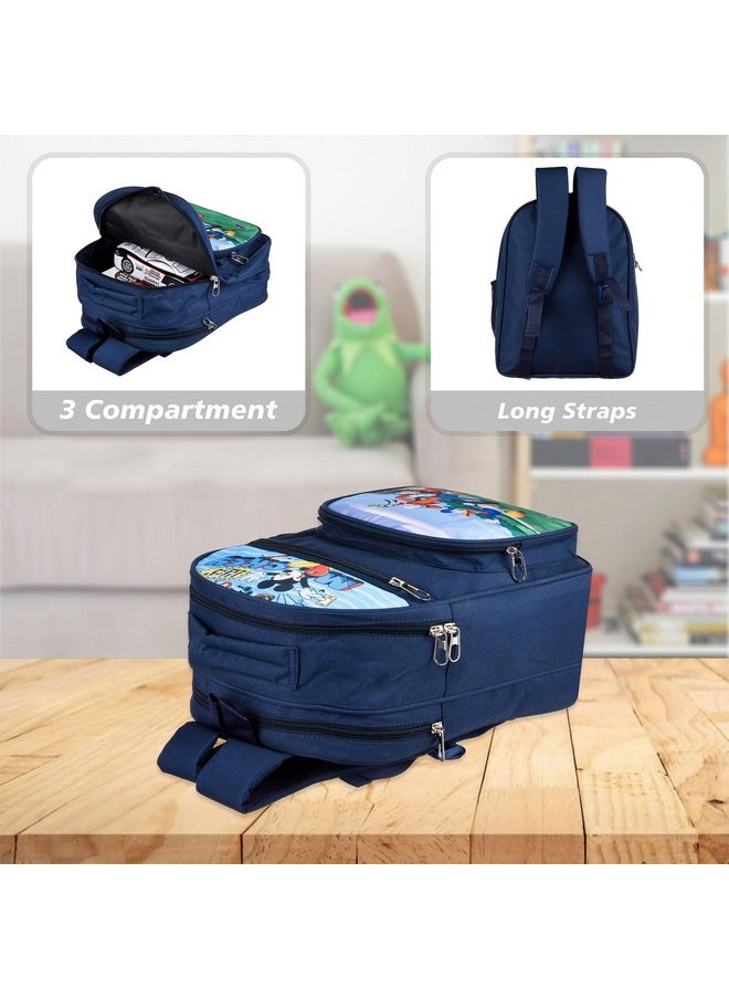 Kuber Industries Disney Hey Mickey School Bags | Kids School Bags | Student Bookbag | Travel Backpack | School Bag for Girls & Boys | School Bag with 4 Compartments | Navy Blue