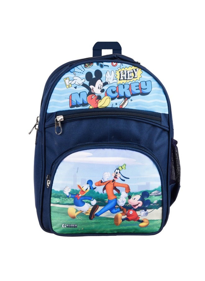 Kuber Industries Disney Hey Mickey School Bags | Kids School Bags | Student Bookbag | Travel Backpack | School Bag for Girls & Boys | School Bag with 4 Compartments | Navy Blue