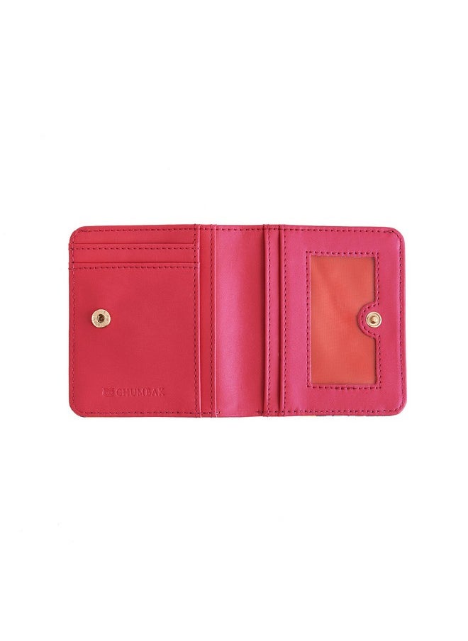 Chumbak Women's Mini Wallet| Madagascar Tales Collection|Vegan Leather Rectangle Wallet|Ladies Purse with Button Lock & Zipper Closure for Coins|Card & Currency Slots with Transparent ID Window-Blue