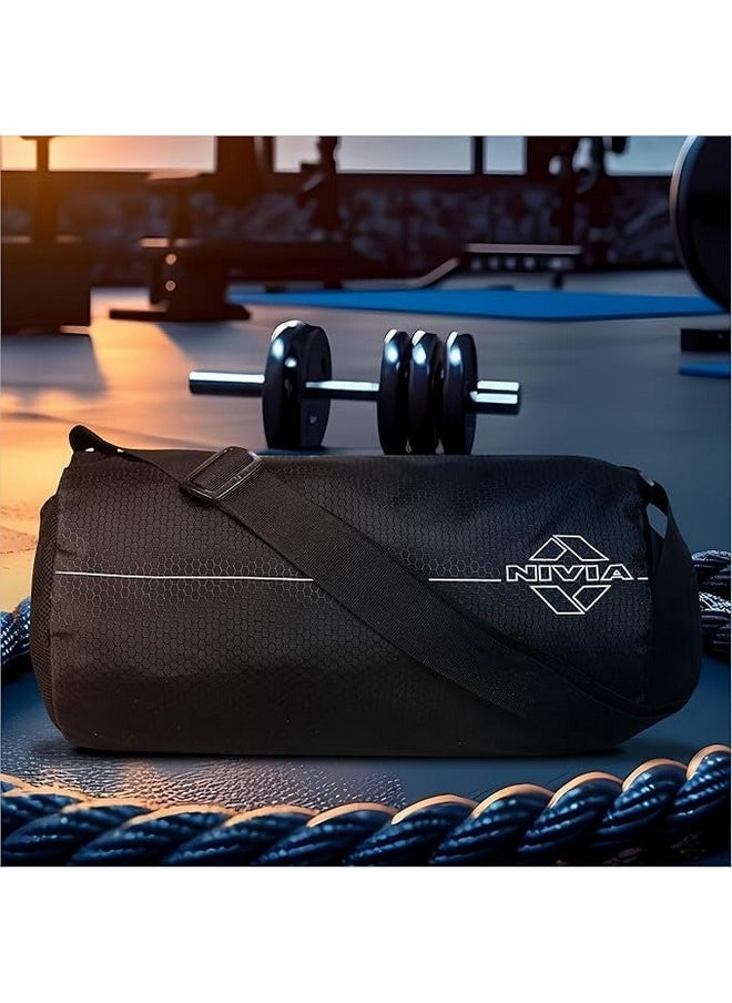 NIVIA Basic Duffle Polyester Bag/Gym Bags/Adjustable Shoulder Bag for Men/Duffle Gym Bags for Men/Fitness Bag/Carry Bags/Sports & Travel Bag/Sports Kit/Duffle Bags Travel (Black)