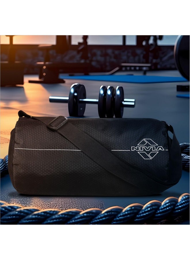 NIVIA Basic Duffle Polyester Bag/Gym Bags/Adjustable Shoulder Bag for Men/Duffle Gym Bags for Men/Fitness Bag/Carry Bags/Sports & Travel Bag/Sports Kit/Duffle Bags Travel (Black)