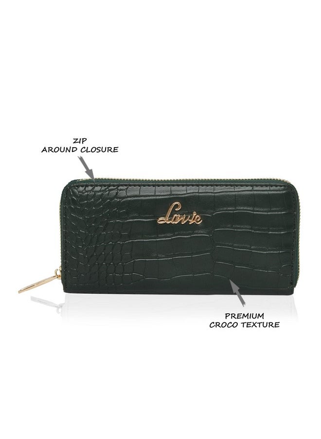 Lavie Women's Glossy Sacy Zip Around Wallet/Purse Handbag [Green]