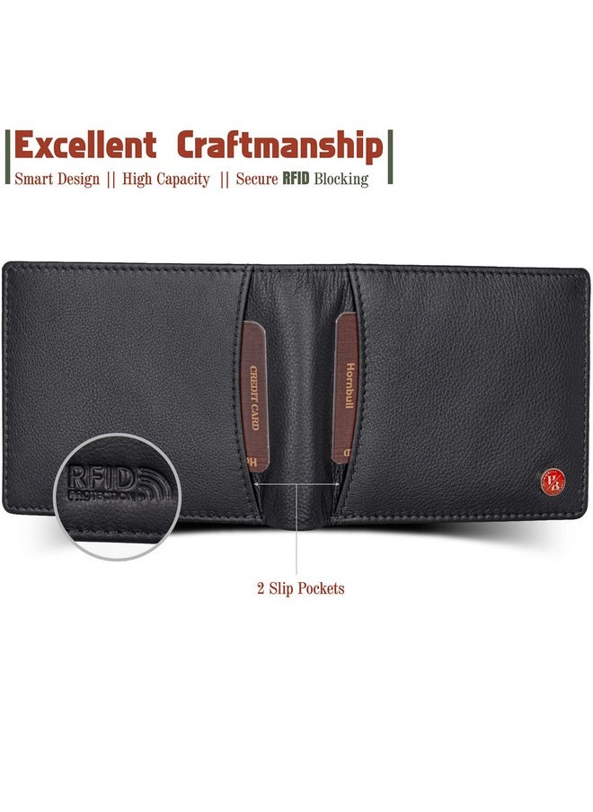 HORNBULL Themes Black RFID Blocking Leather Wallet for Men | Wallets Men Leather