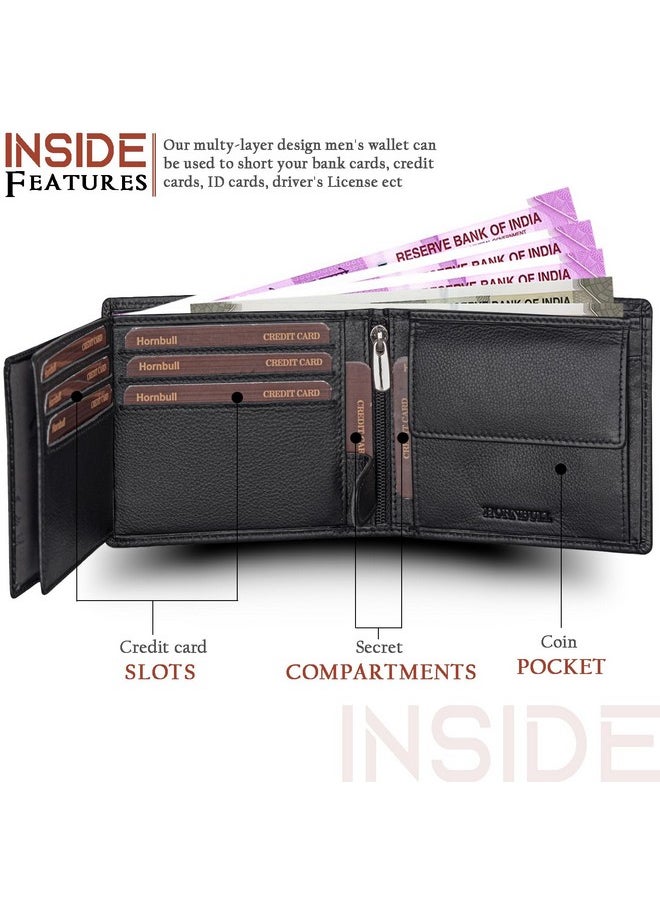 HORNBULL Themes Black RFID Blocking Leather Wallet for Men | Wallets Men Leather