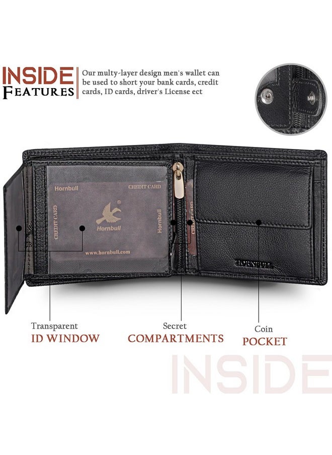 HORNBULL Themes Black RFID Blocking Leather Wallet for Men | Wallets Men Leather