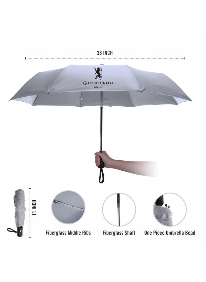 Giordano UV Protection Unisex Umbrella Use for Rain, Monsoon, Sunlight, Windproof Easy to Hold & Carry Umbrella for Men and Women | Travel Sleeve, Cover | Regular Size