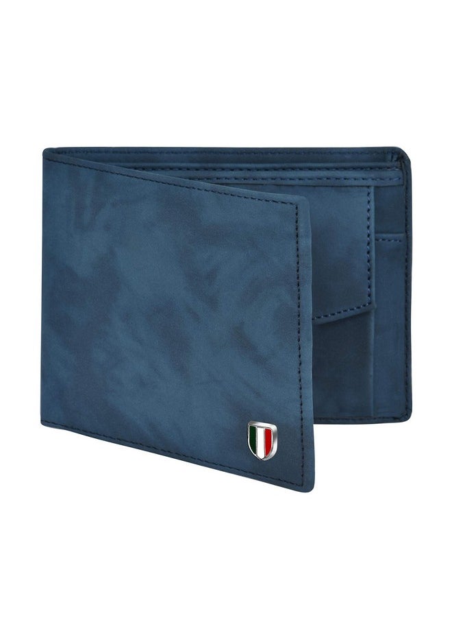 GIOVANNY BLUSHD01 Blue Suade Leather Wallet for Men