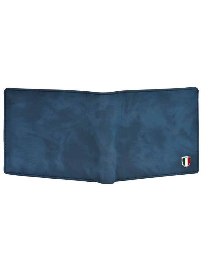 GIOVANNY BLUSHD01 Blue Suade Leather Wallet for Men