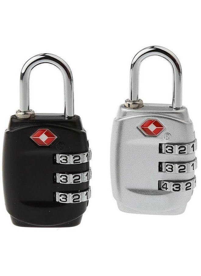 DOCOSS-Set of 2-331-METAL TSA Lock 3 Digit for Luggage Bag International Number Password Travel Locks(Muliti-Color)