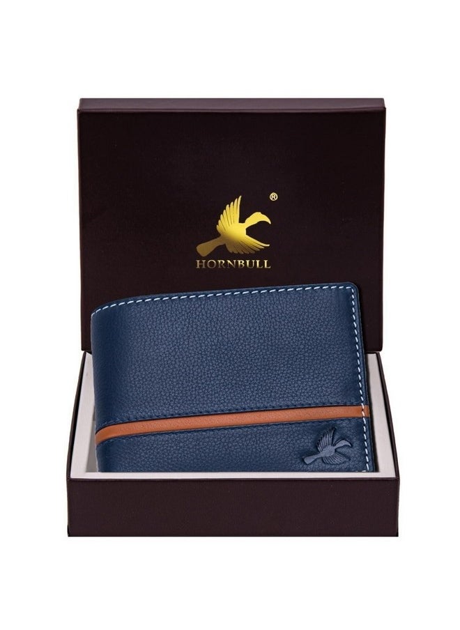 HORNBULL Denial Navy Leather Wallet for Men | Leather Mens Wallet with RFID Blocking | Wallets Men Genuine Leather