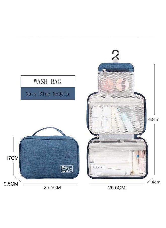 House of Quirk Travel Cosmetic Bag For Men, Hanging Toiletry Bag, Cosmetic Bag Travel Bag With Hanging Hook, Makeup Cosmetic Bag Travel Organizer For Accessories, Shampoo (Dark Blue),W-17 Cm