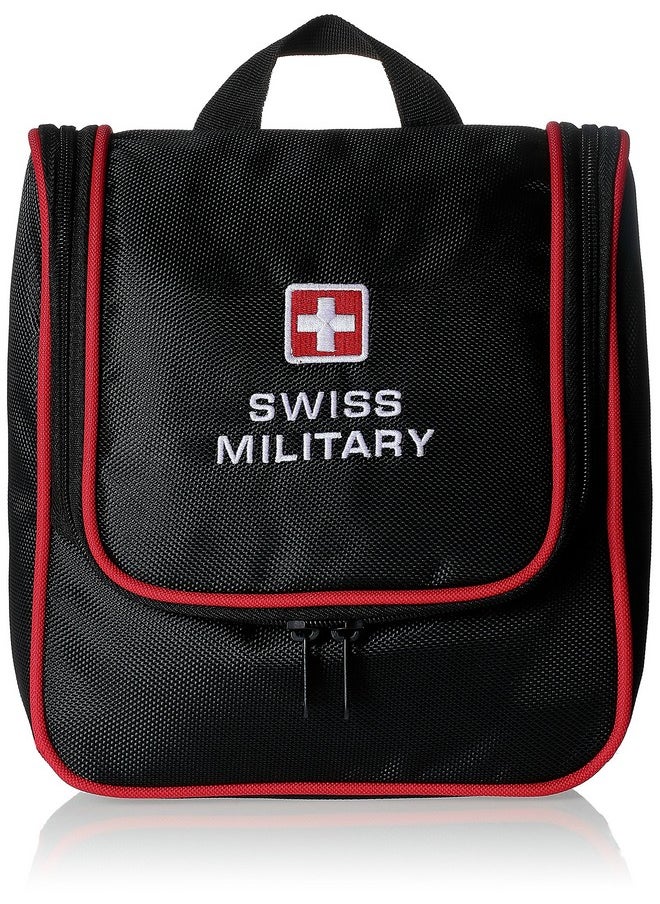 Swiss Military Compact Travel Toiletry Bag with Convenience Handle, Water-Resistant Design, and Multiple Pockets | Rhombus Pattern Polyester | TB1