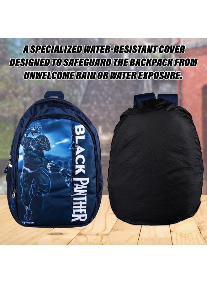 Kuber Industries Marvel Black Panther School Bags | Kids School Bags | Collage Bookbag | Travel Backpack | School Bag for Girls & Boys | School Bag with 5 Compartments | Include Bag Cover | Blue