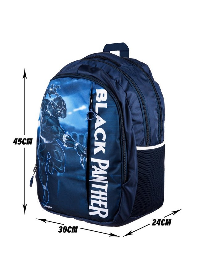 Kuber Industries Marvel Black Panther School Bags | Kids School Bags | Collage Bookbag | Travel Backpack | School Bag for Girls & Boys | School Bag with 5 Compartments | Include Bag Cover | Blue