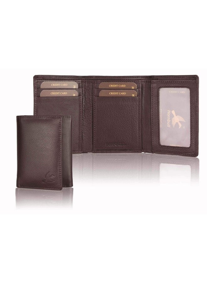 HORNBULL Men's Brown Tri Fold Genuine Leather Wallet for Men | Branded Mens Wallet with RFID Blocking | Classic Design Gift Wallet for Mens and Boys