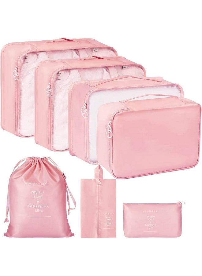 House of Quirk 7 Set Packing Cubes Luggage Packing Organizers For Travel Accessories (Pink)