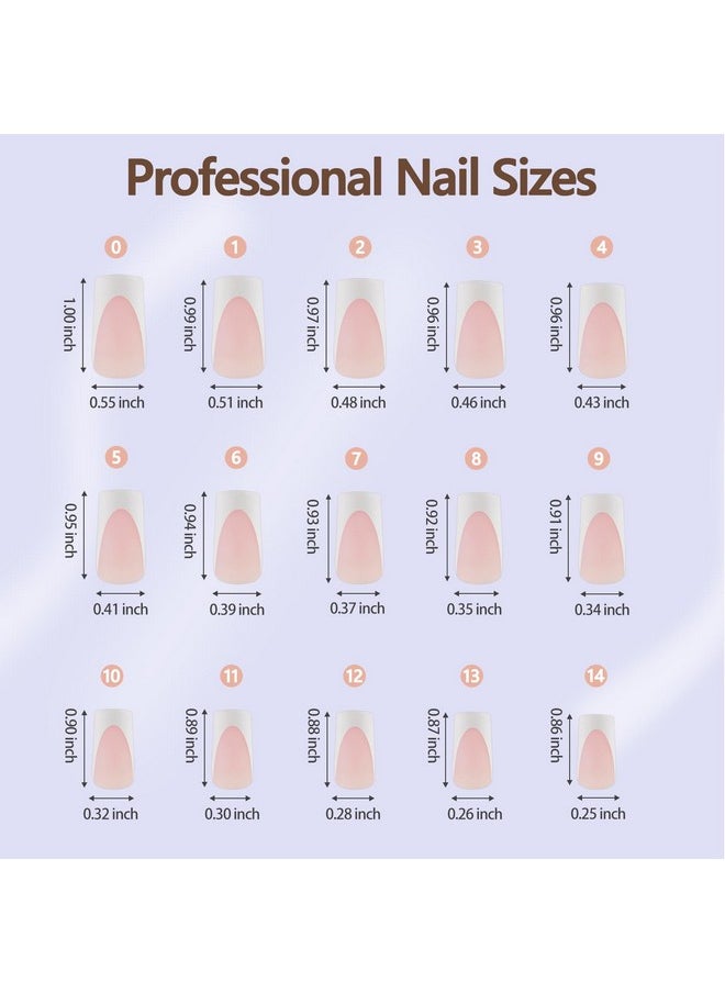 Misssix Deep French Gel Nail Tips, 150Pcs French Tip Press on Nails Long Square Pink, No Need to File 3 in 1 Tips Pre-lasting, Fake Nails for Nail Art DIY 15 Sizes