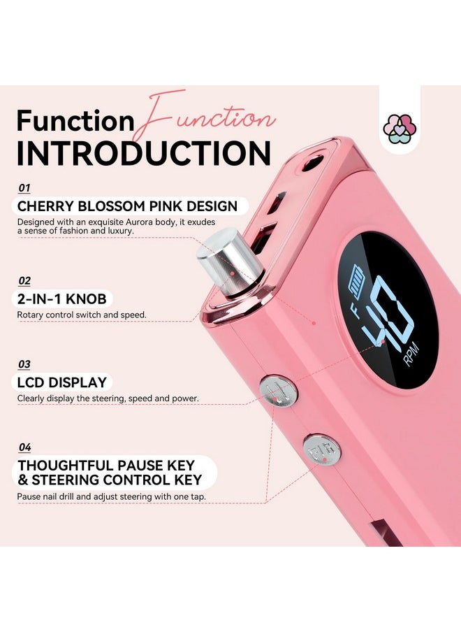 SAVILAND Electric Nail Drill Professional: 40000RPM Pink Nail Filer Electric Manicure Pedicure 13 Nail Drill Bits for Acrylic Nails False Nails Gel Nails Dip Nail Artificial Nails Home Salon