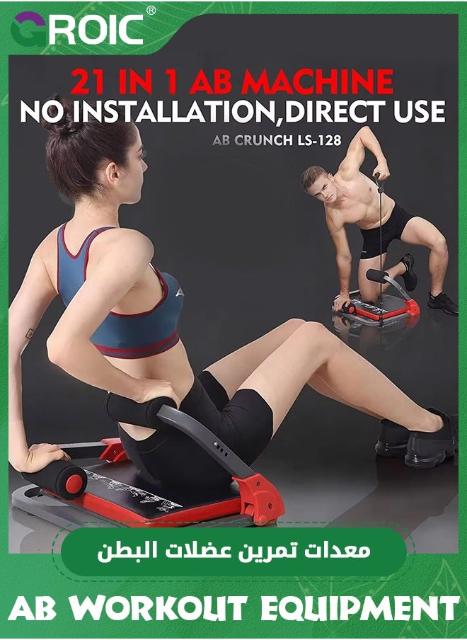 Ab Workout Equipment,Ab Machine for Stomach Workout,Ab Trainer Machine for Home, Ab Crunch Machine for Home Exercise,Sit Up Machine with Resistance Bands,Core Exercise Machine