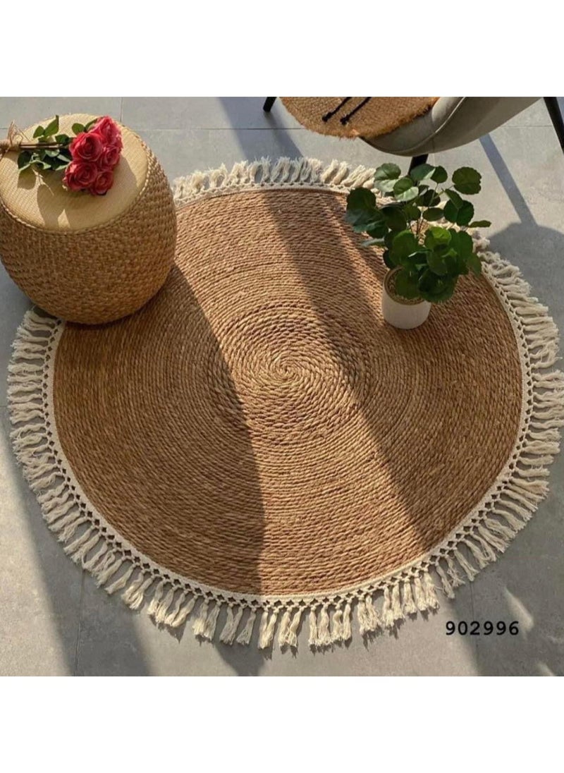 Jute Braided Rug Home Round Natural Hand Woven Reversible Rugs Living Room Kitchen