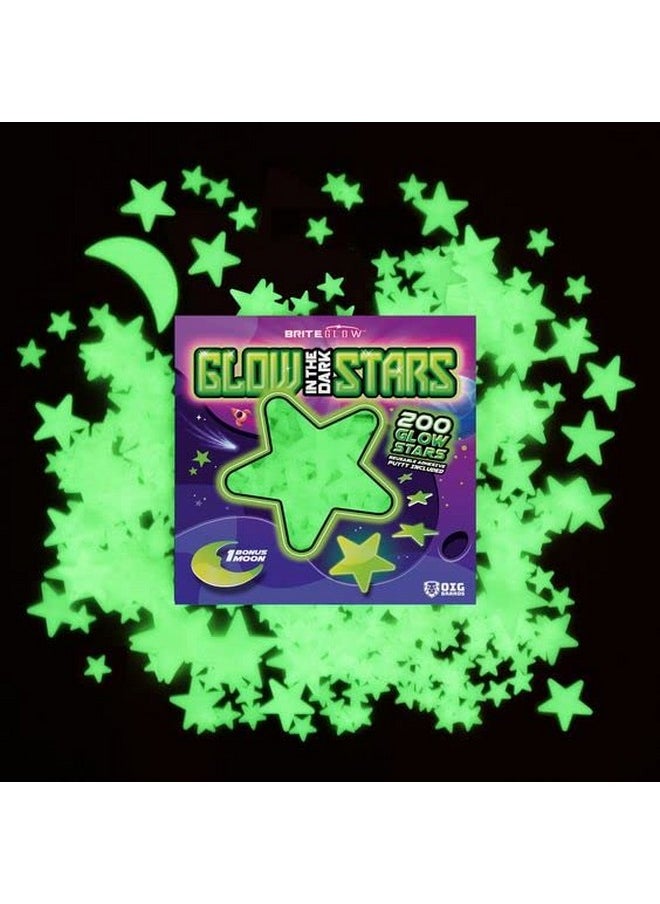 200 Pcs Ultra Brighter 3D Glow in The Dark Stars for Ceiling & Walls I Glow Stars for Ceiling with Moon I Glow in The Dark Decorations for Bedroom W/Constellation Map & Reusable Putty I Star Stickers