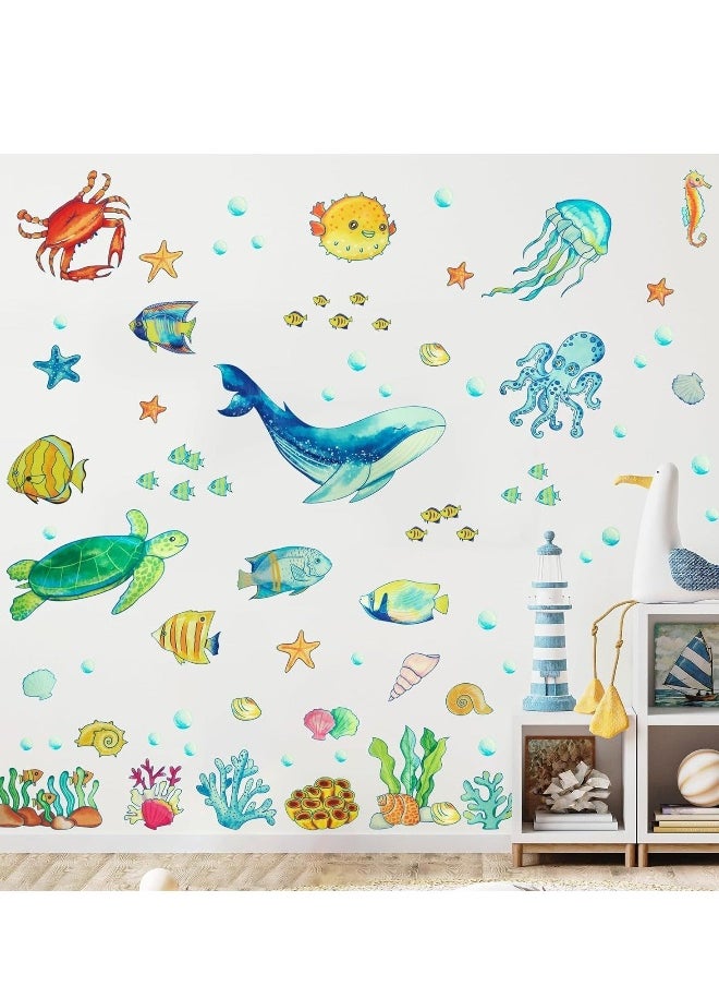 Ocean Fish Wall Decals Glow in The Dark, Removable Sea Turtle Wall Stickers, Luminous Wall Decor for Nursery Playroom Bedroom, Birthday Gift Decoration