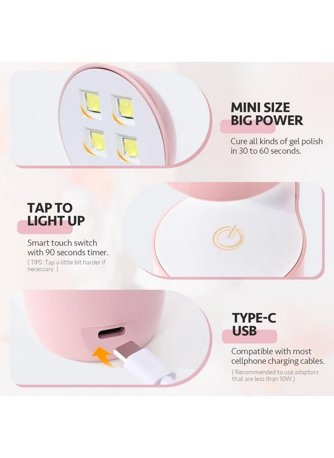 GAOY Mini UV Light for Gel Nails, Small Nail Cure Light, Eggshell LED Nail Lamp, USB Nail Dryer for Fast Curing, Pink