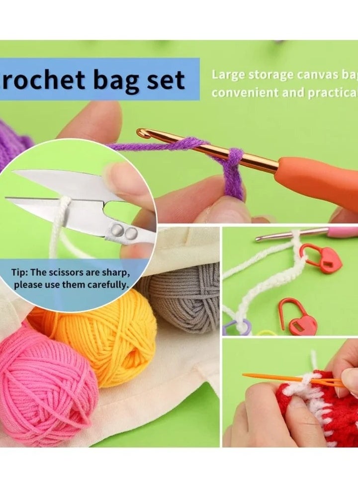 85 Piece Crochet Kit with Crochet Hooks Yarn Set, Knitting Accessories Set, Includes Complete Crochet Accessories-Perfect Crochet Starter Kit for Adults Children Beginner Professionals