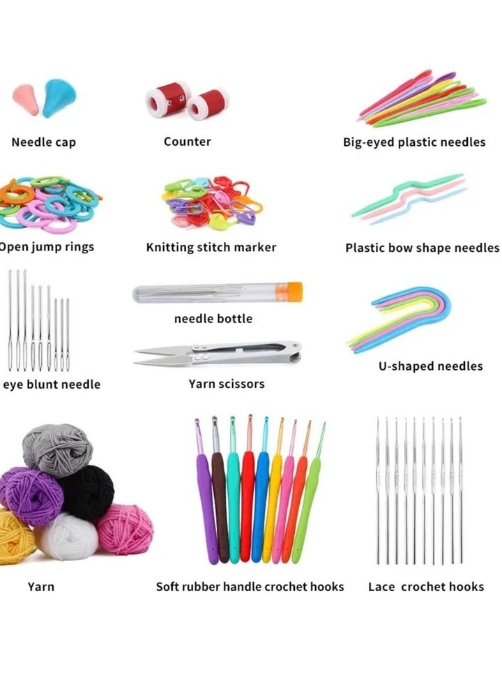 85 Piece Crochet Kit with Crochet Hooks Yarn Set, Knitting Accessories Set, Includes Complete Crochet Accessories-Perfect Crochet Starter Kit for Adults Children Beginner Professionals